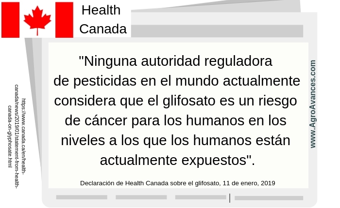 Declaración de Health Canada sobre el glifosato